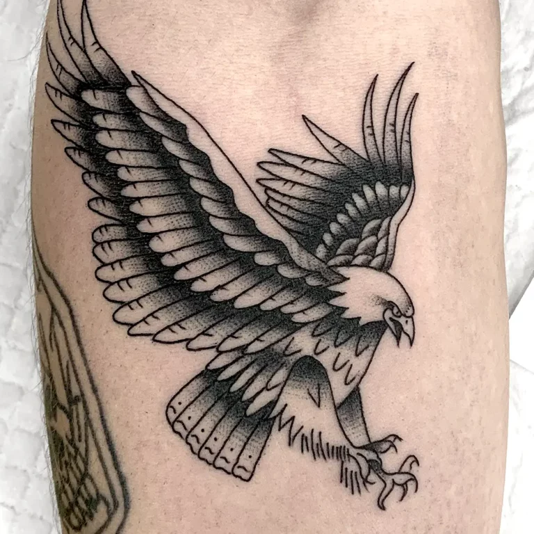 Black tattoo style eagle as a walk in tattoo